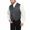 Scully Range Wear Double Pinstripe Notch Lapel Vest Black