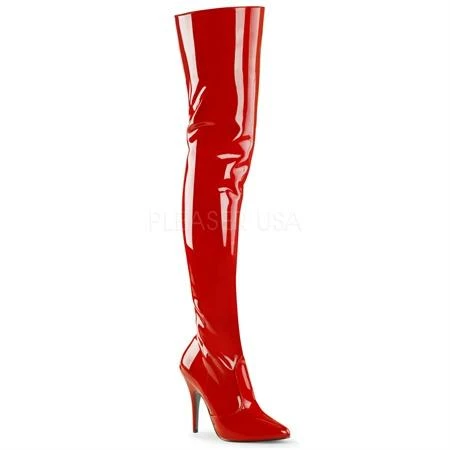 Pleaser Boot Thigh High 5" Heel Red 3 Pleaser Boot Thigh High 5" Heel Red