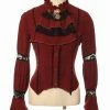Western Fashion Red W/ Black Lace Collared Shirt