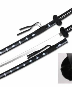 Top Quest Inc. Foam Samurai Sword & Black Wooden Scabbard W/White Cross Detail Blades
