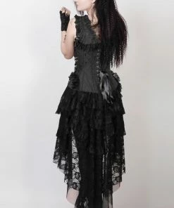 The Corset Company Corsets & Corset Dresses Corset Dress Black Lace And Brocade With High-Lo Skirt