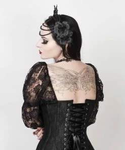 The Corset Company Black Lace Overlay Corset With Sleeves Corsets & Corset Dresses