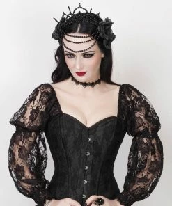 The Corset Company Black Lace Overlay Corset With Sleeves Corsets & Corset Dresses