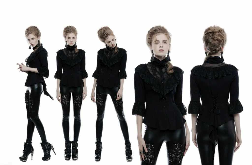 Western Fashion Gothic Phoenix Tail Shirt 4 Western Fashion Gothic Phoenix Tail Shirt