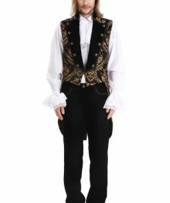 Pentagramme Gothique Black And Gold Waistcoat Gothic Royalist