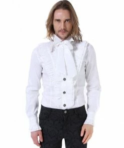 Pentagramme Gothique Shirt Gothic Victorian Ruffle In Black Or White