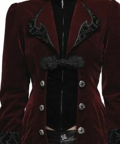 Western Fashion Steampunk & Victorian Gothic Coat W/Horn Lapel Burgundy