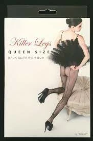 Yelete Hosiery & Lingerie Fishnets Black W/Backseam & Bow Tie Plus