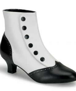 Pleaser Women's Shoes Ladies Ankle Black/White Spat Ankle Boot