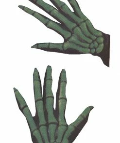Morris Oversized Skeleton Gloves - Neon Green Halloween & Horror