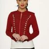 Hearts & Roses London Decades Red Military Plus Size Jacket