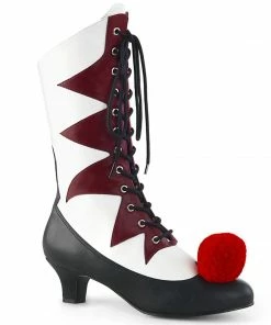 Pleaser Ladies Mid Calf Clown Boot W/Pom Pom