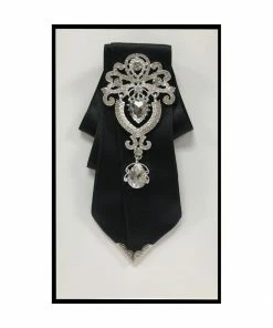 Brand Q, Inc Bow Tie W/Crystal Brooch & Silver Tip Men's Formalwear Accessories