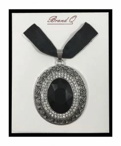 Brand Q, Inc Brooch Bow Tie W/ Jewel Pendant Black Body Jewelry & Brooches