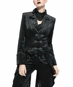 Pentagramme Gothique Gothic Tailcoat Women's Velvet Black