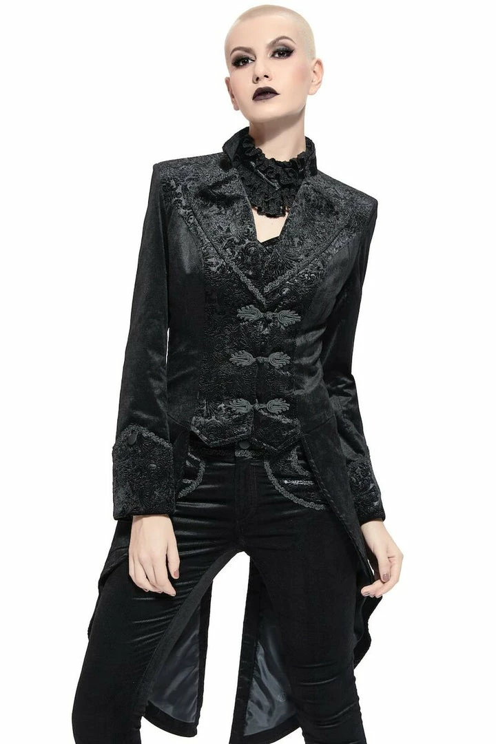 Pentagramme Gothique Gothic Tailcoat Women's Velvet Black 3 Pentagramme Gothique Gothic Tailcoat Women's Velvet Black