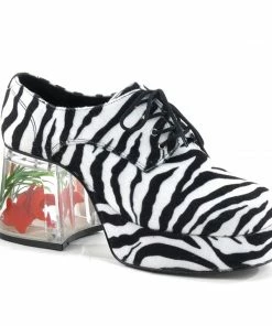 Pleaser Zebra Fur Platform Shoe With Floating Fish In Heel Men's Shoes