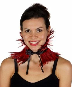 Zucker Boas & Feathers Black Feather Choker In Black Or Red