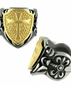 AABStyle Bracelets & Rings Ring Stainless Steel Gold Shield