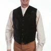 Scully Range Wear Vest Diamond Velvet W/ Collar In Black Or Brown