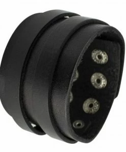 AABStyle Cuffs & Bracers Wide Black Leather Bracelet